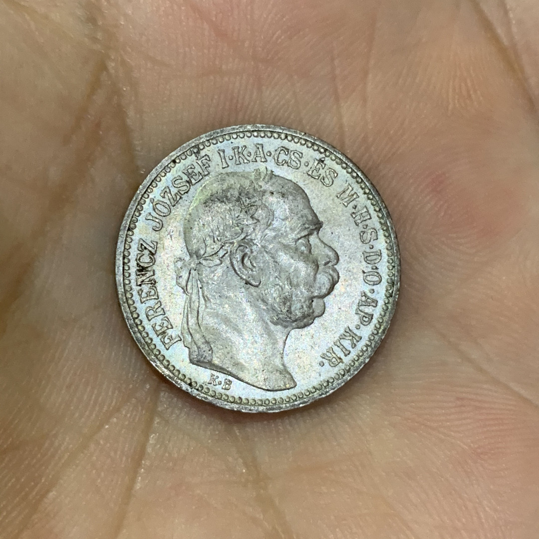 《竞宝斋》钱币微拍-第2场（0佣金包邮） 未流通品质 匈牙利 1915年  1克朗皇冠银币