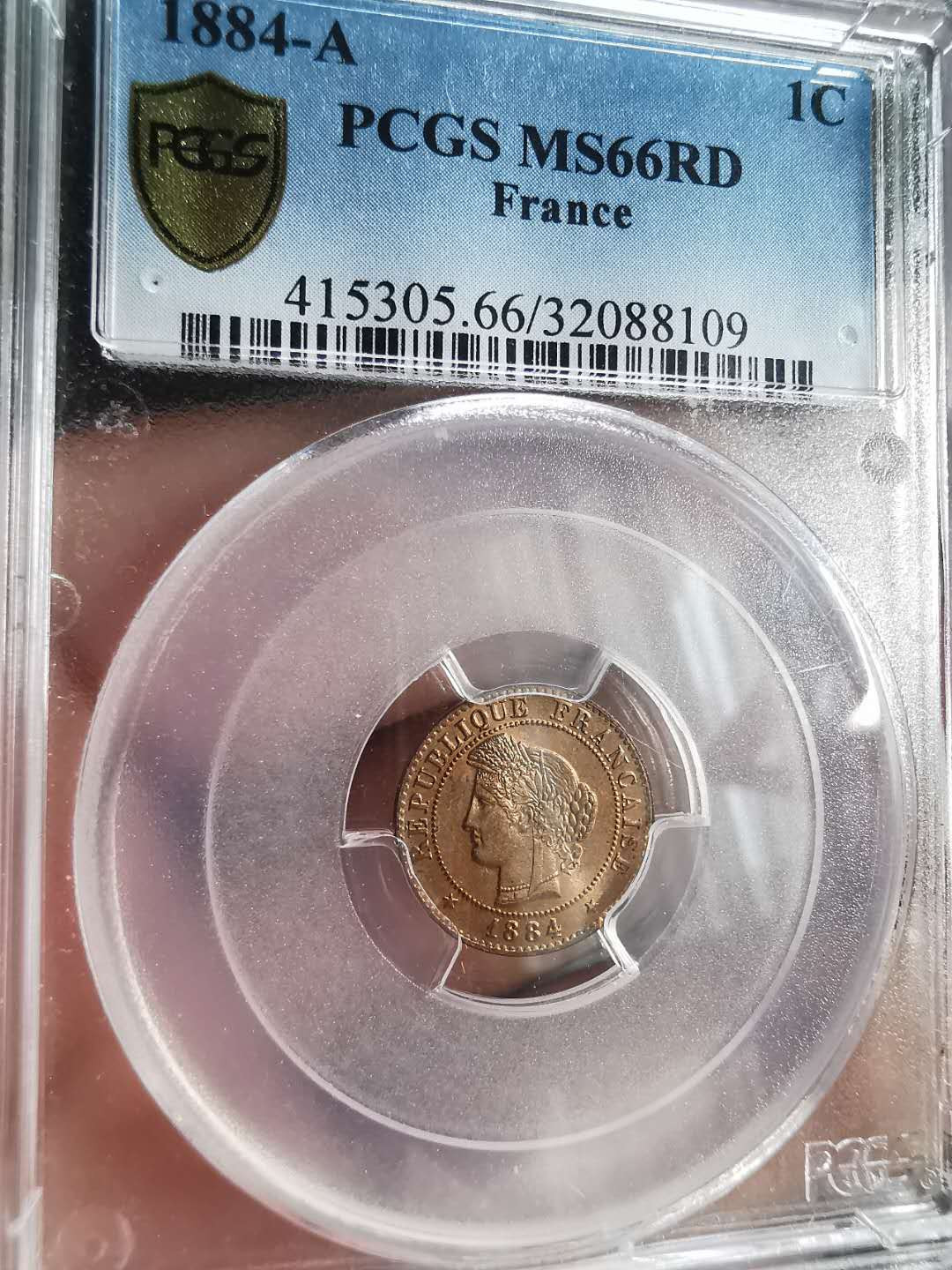 凡希社世界钱币微拍第一百六十八期 荐！1884A法国1分PCGS-MS66原铜光！