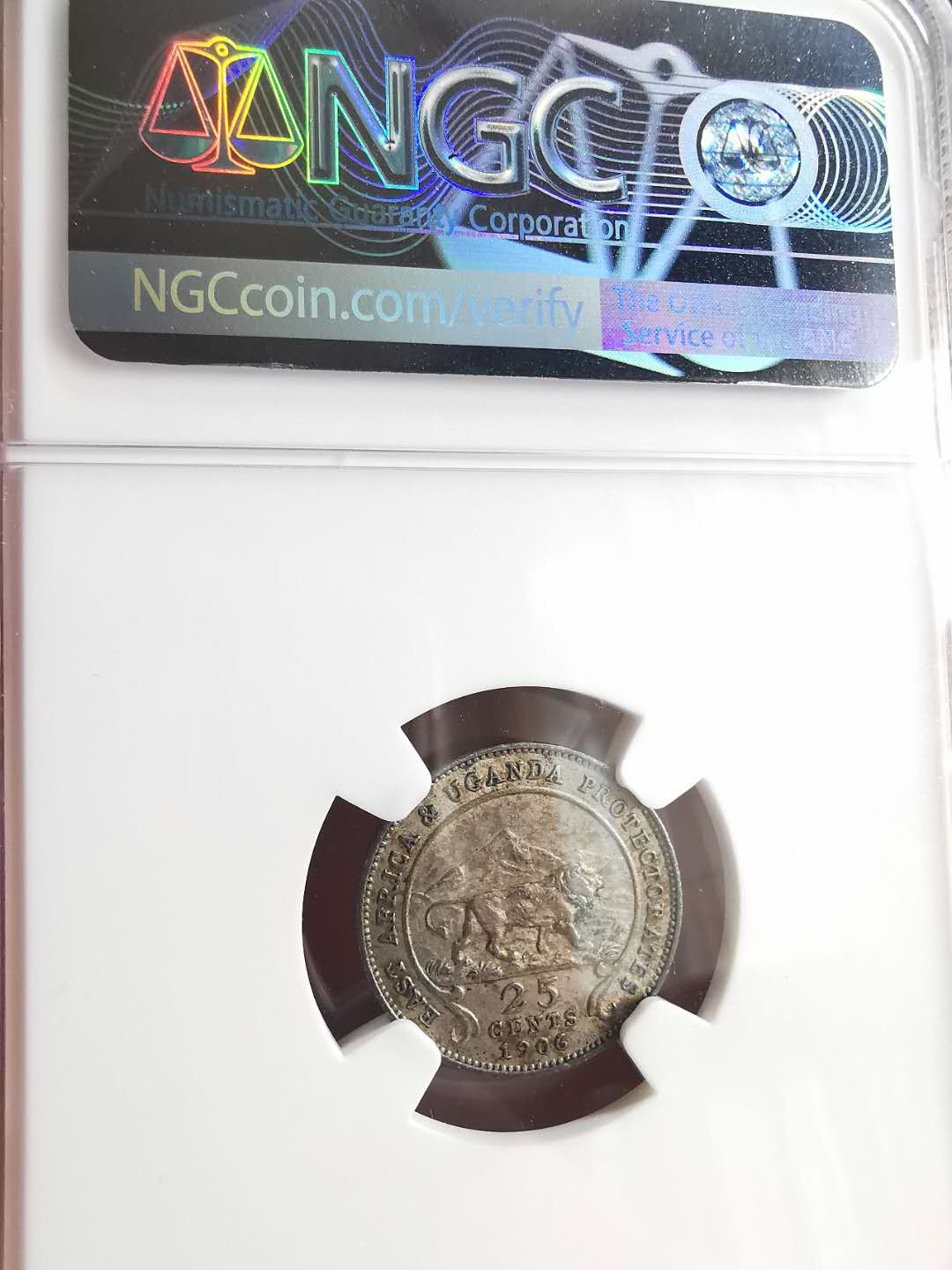 凡希社世界钱币微拍第一百六十八期 1906英属东非25分NGC-AU55原味低评
