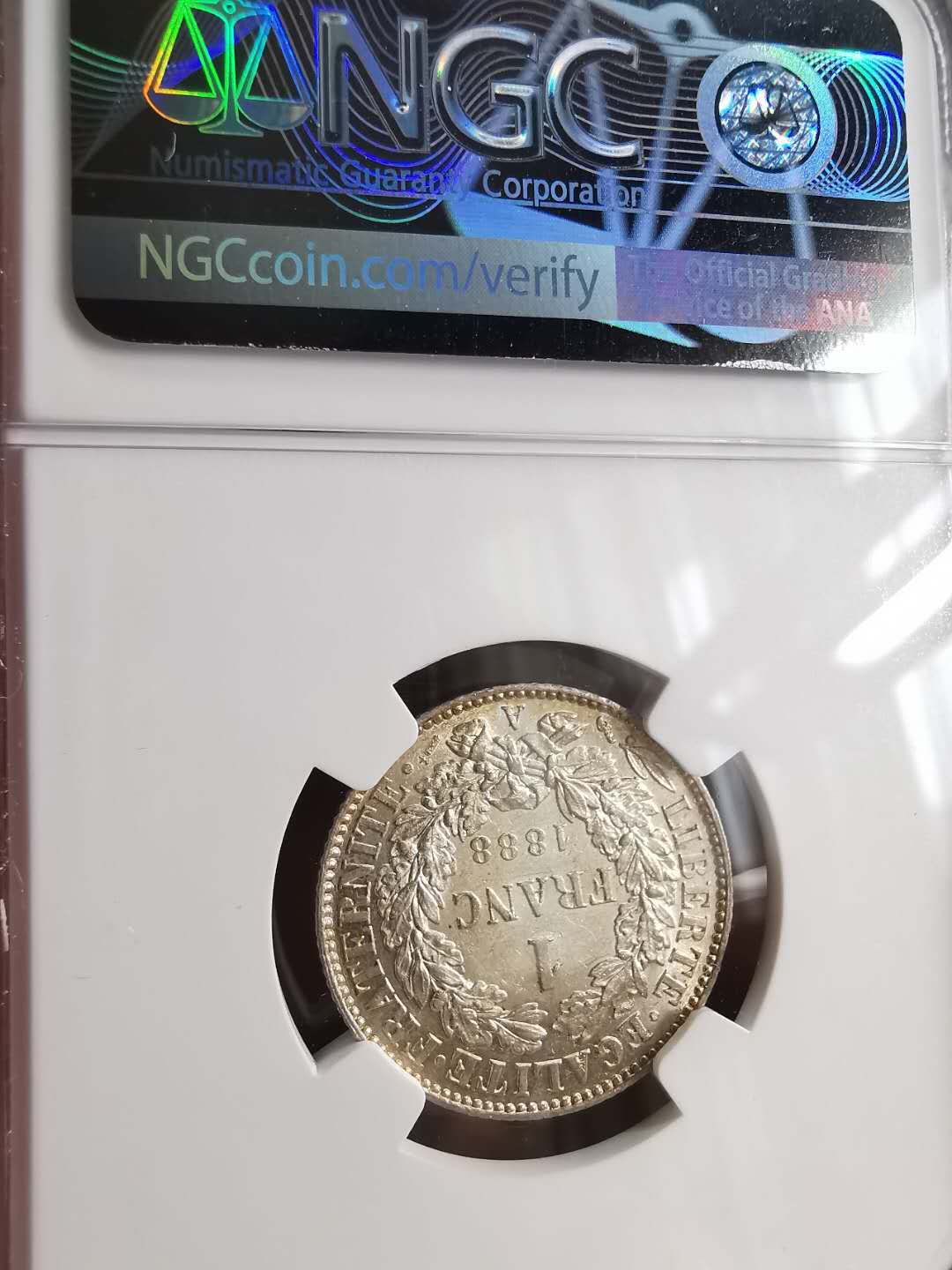 凡希社世界钱币微拍第一百六十八期 1888A法国谷物女神版法郎NGC-MS63