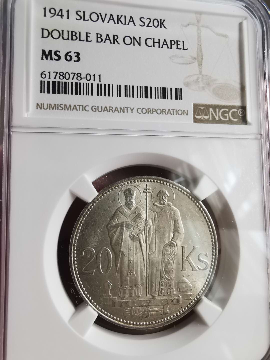 凡希社世界钱币微拍第一百六十八期 1941斯洛伐克20K银币NGC-MS63