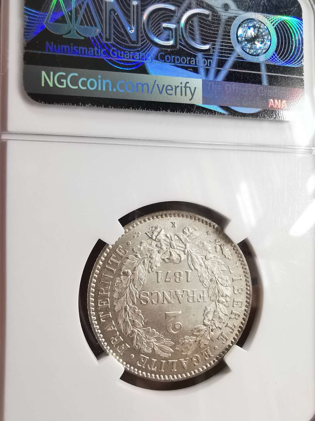 凡希社世界钱币微拍第一百六十八期 1871K法国谷物女神版2法郎NGC-MS64