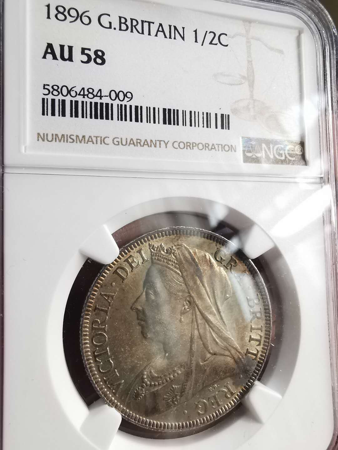 凡希社世界钱币微拍第一百六十八期 1896英国老维批纱半克朗NGC-AU58