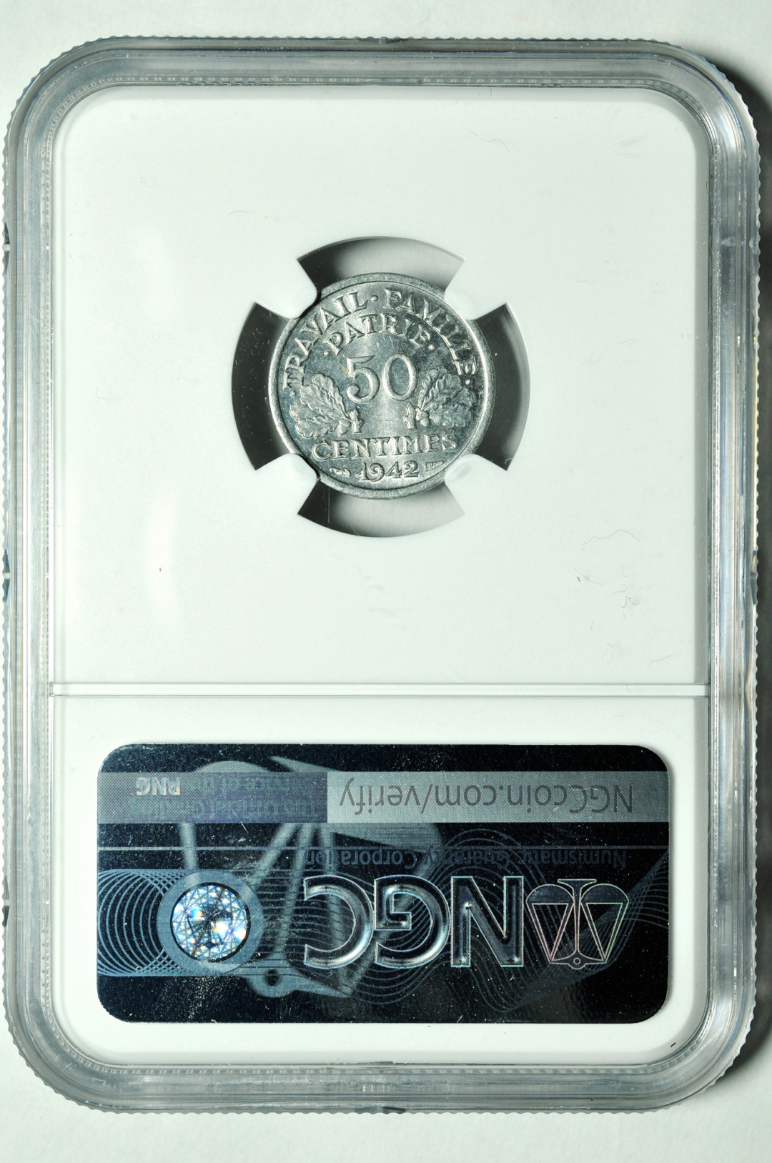 《竞宝斋》钱币微拍-第2场（0佣金包邮） 法国维希政府1942年50分铝币 ngc ms62 