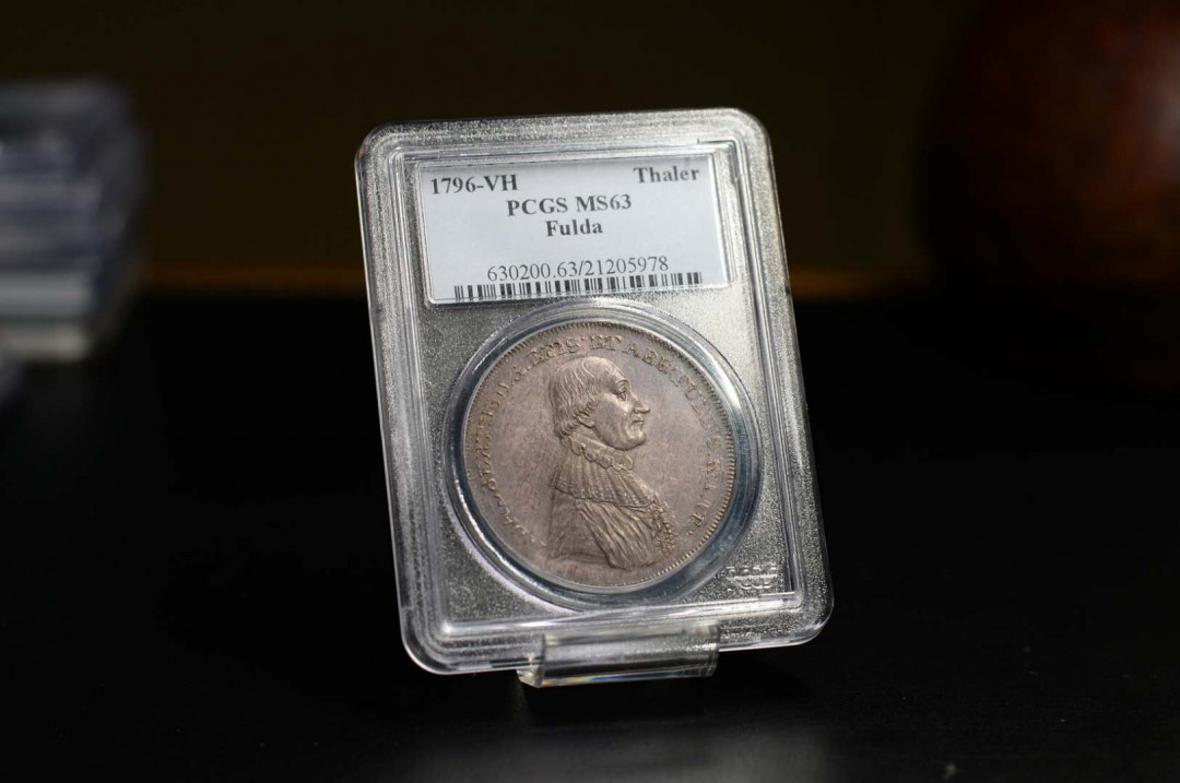 凡希社世界钱币微拍第一百六十八期 稀！1796VH德国富尔达主教区泰勒大银PCGS-MS63欧陆经典包浆！
