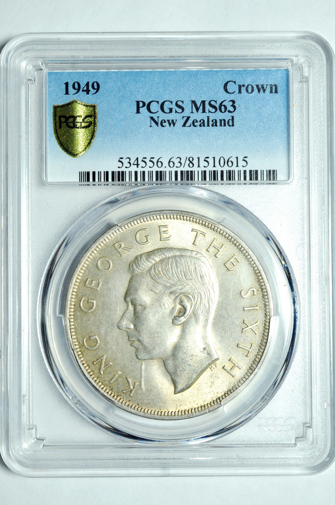 《竞宝斋》钱币微拍-第2场（0佣金包邮） PCGS MS63 新西兰 1949年 乔治六世 克朗大银币