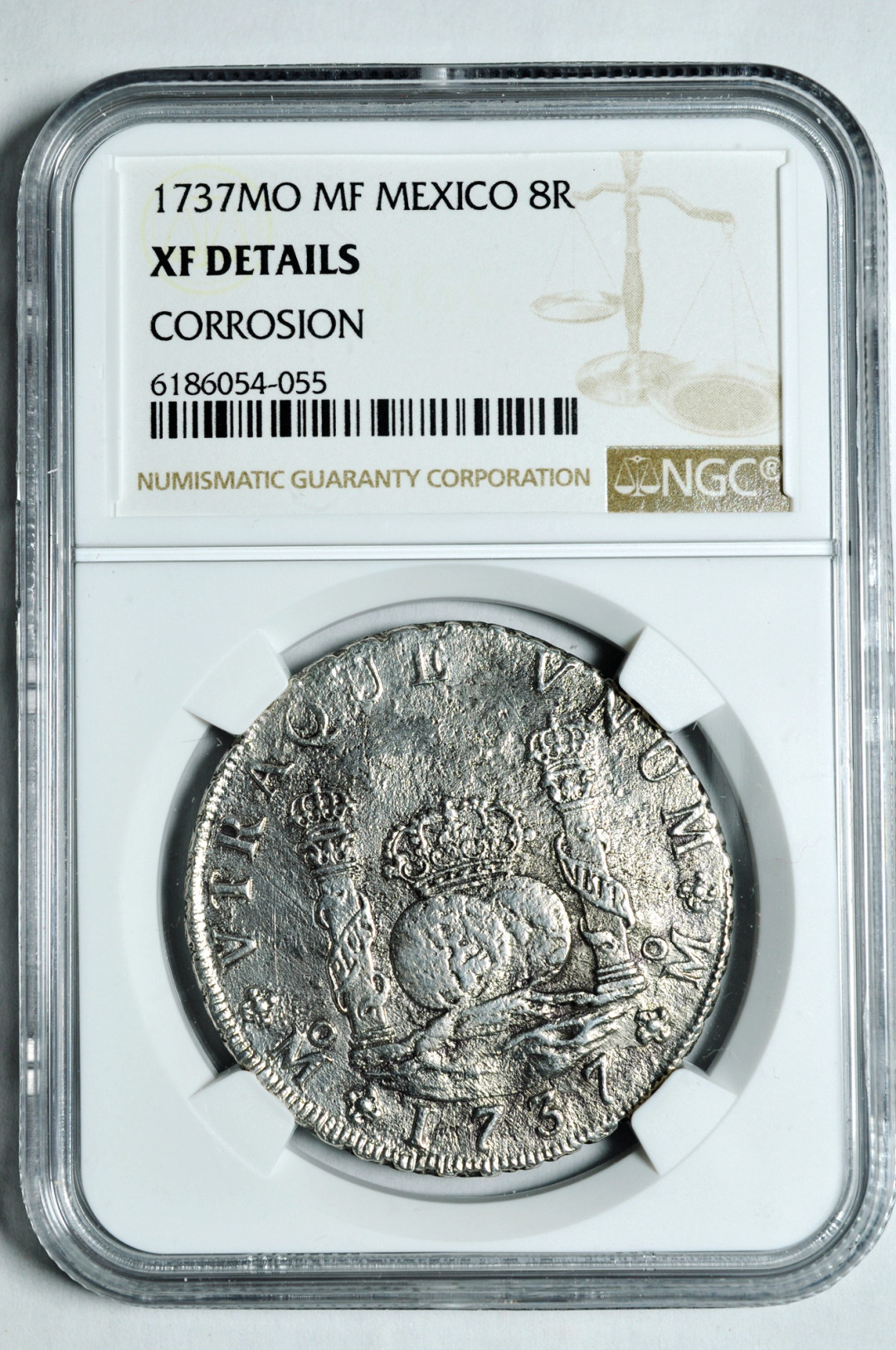 《竞宝斋》钱币微拍-第2场（0佣金包邮） NGC XF墨西哥1737年8R 地球银币