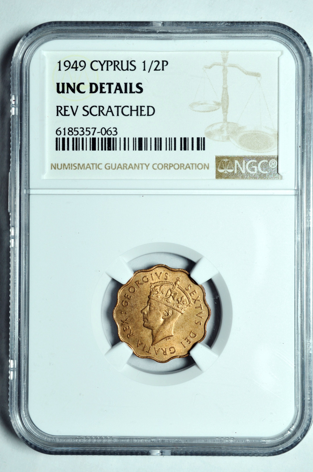 《竞宝斋》钱币微拍-第2场（0佣金包邮） 英属塞浦路斯1/2便士 ngc uncd 