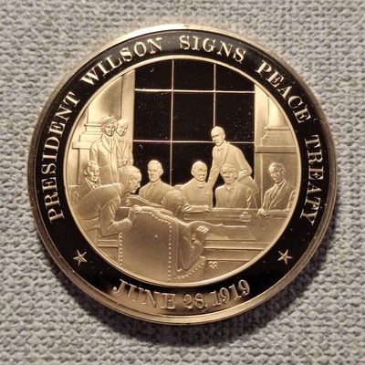 0起1加-纯粹捡漏拍-38场 - 美国大事记系列44MM精制纪念铜章-1919年威尔逊总统促使一战停战