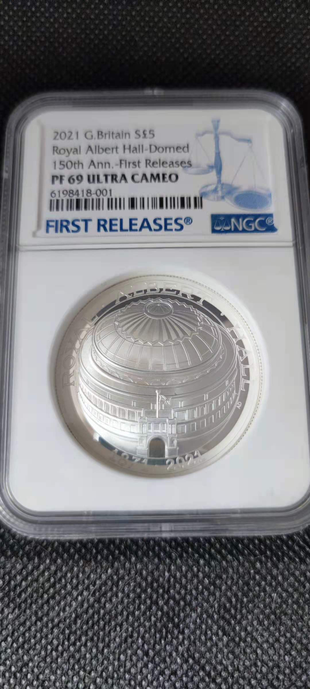 【随心拍&Getcoins】钱币拍卖第九十九期～    英国2021年5英镑皇家阿尔伯特音乐厅150周年曲面版银币