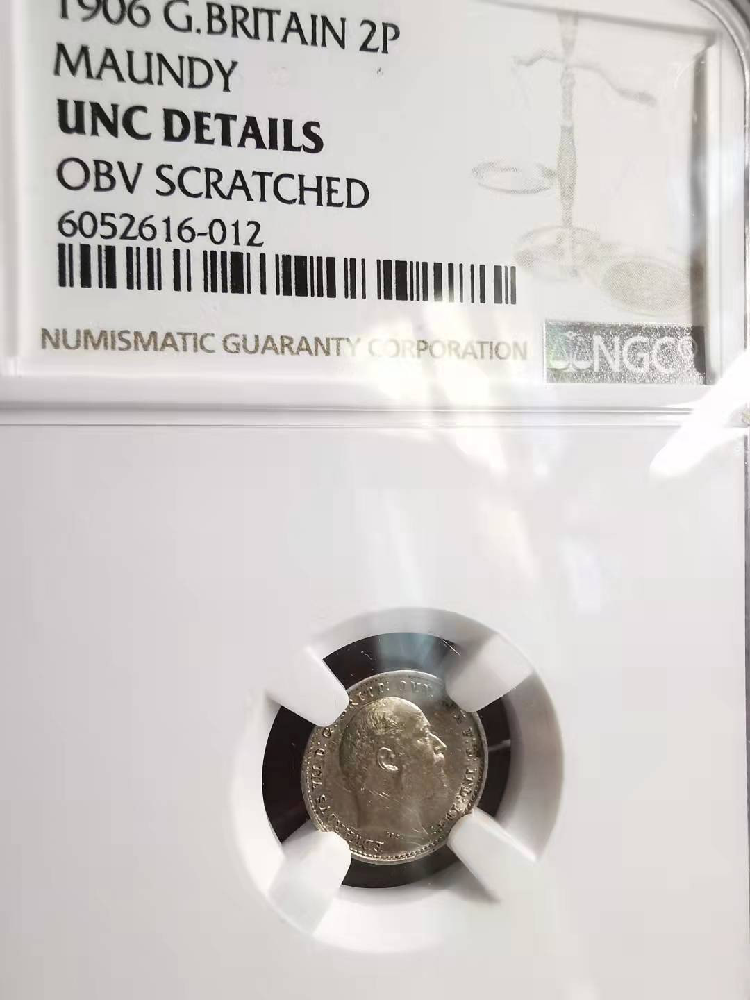 凡希社世界钱币副品捡漏自动拍专场一 1906英国爱七2便士银濯足币NGC-UNCD