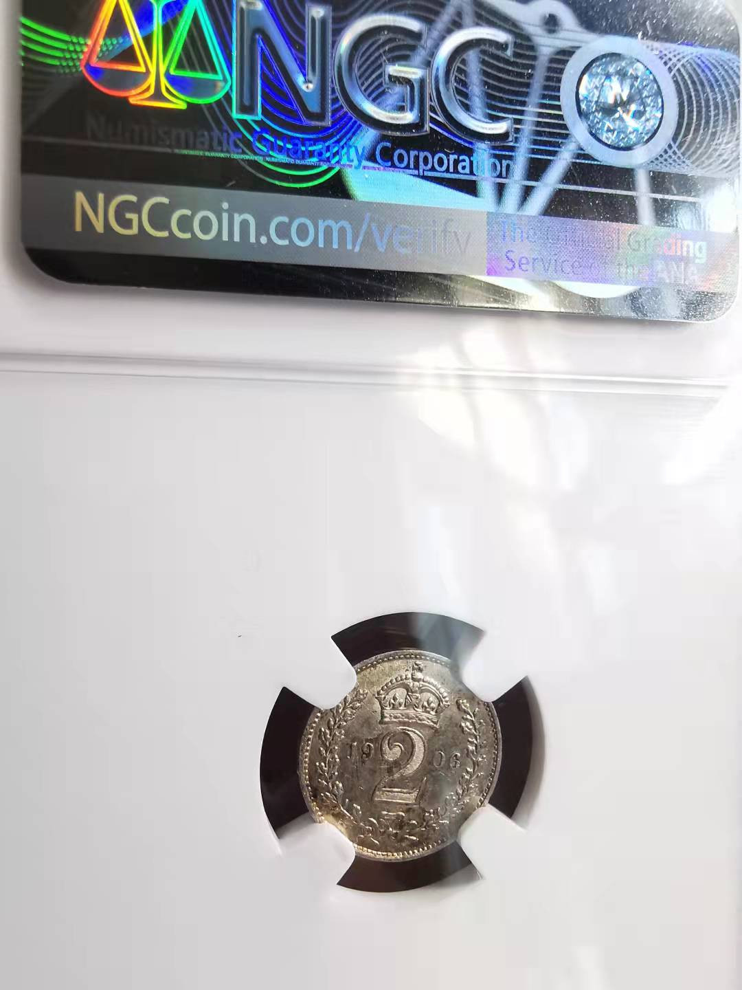 凡希社世界钱币副品捡漏自动拍专场一 1906英国爱七2便士银濯足币NGC-UNCD