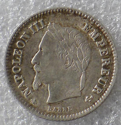 世界钱币章牌书籍专场拍卖11.01 1867年 法国 拿破仑三世 20分 银币