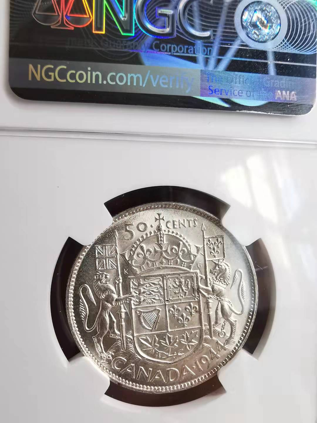 凡希社世界钱币副品捡漏自动拍专场一 1944加拿大乔六半圆银币NGC-MS63