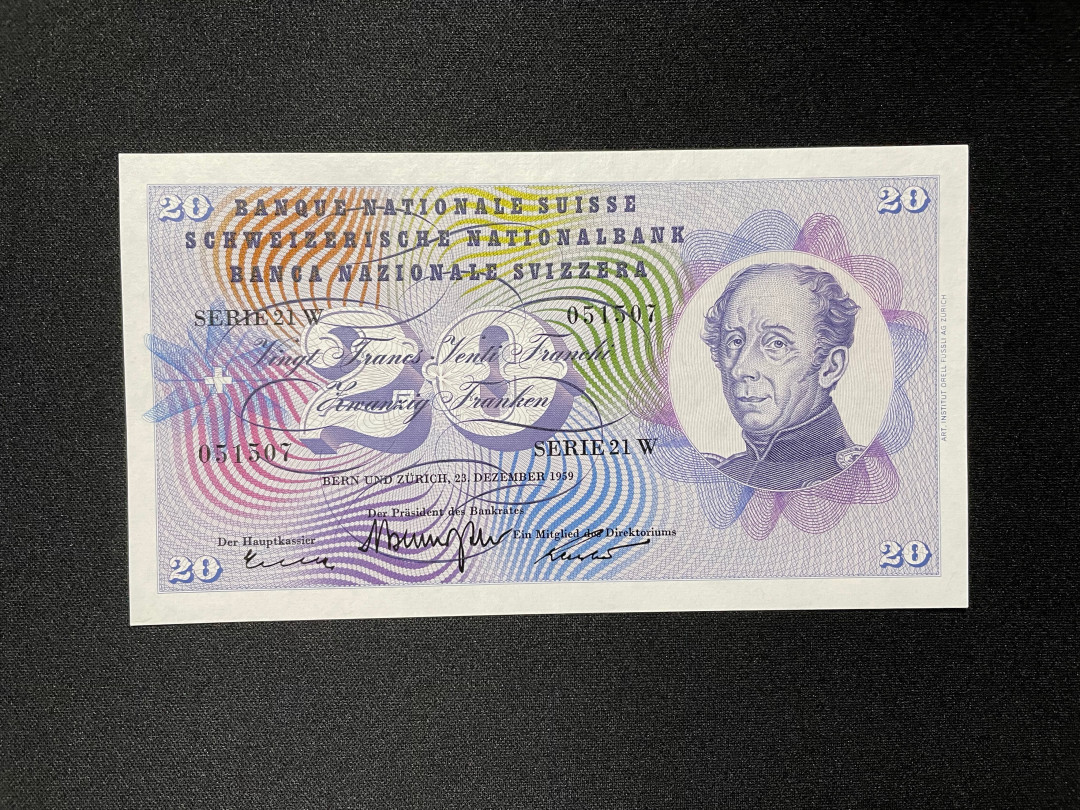 《张总收藏》34期—外币大集 瑞士20法郎 UNC 1959年老版本