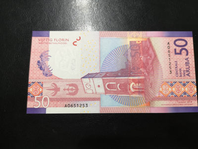 《外钞收藏家》第一百二十四期拍卖 - 2019年阿鲁巴最新版50 全新UNC A冠