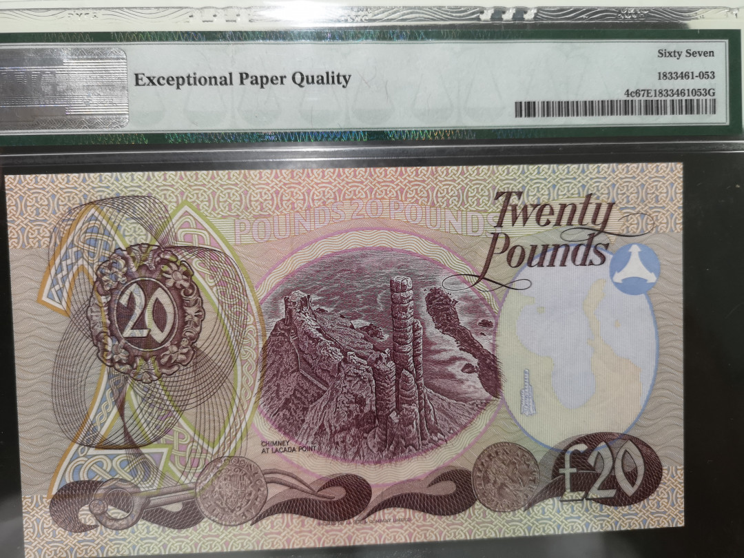 《外钞收藏家》第一百二十四期拍卖 1984年北爱尔兰20镑 pmg67 636百位号