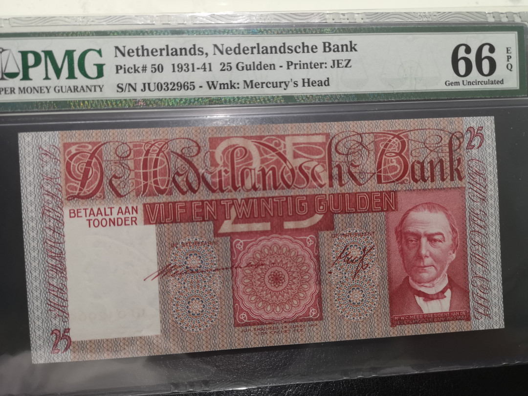 《外钞收藏家》第一百二十四期拍卖 1931-41年荷兰25盾 pmg66