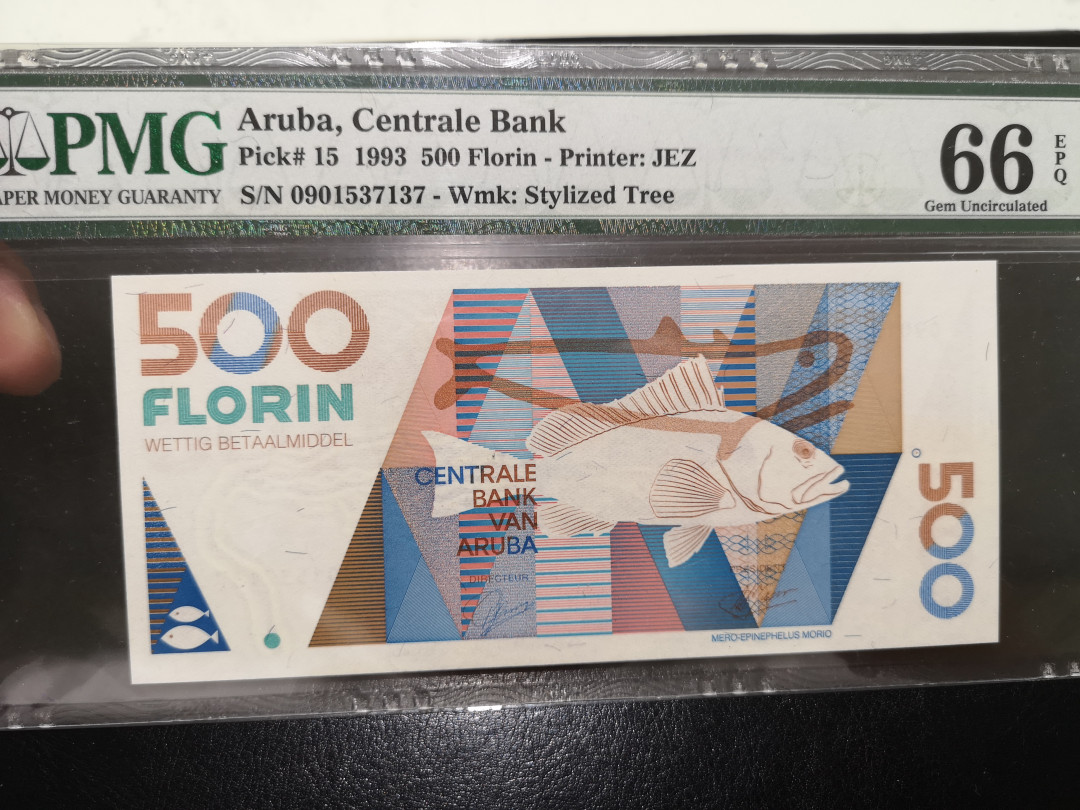 《外钞收藏家》第一百二十四期拍卖 1993年阿鲁巴500 JEZ印刷 pmg66
