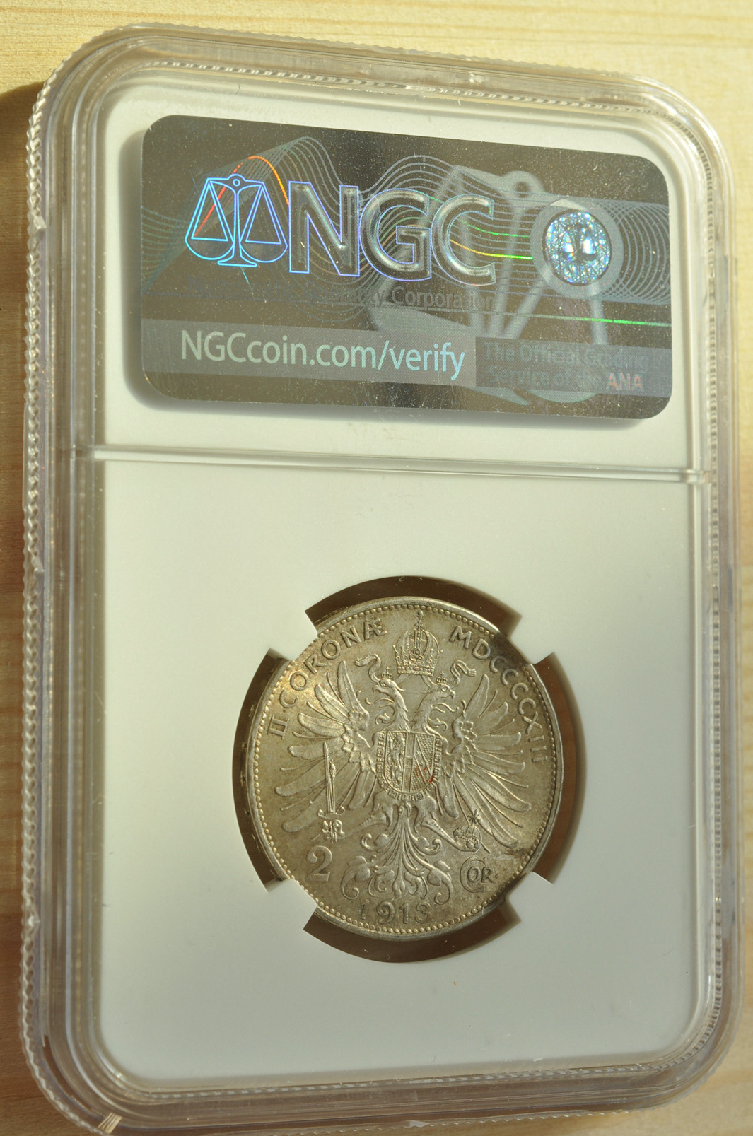 《竞宝斋》钱币微拍-第3场（0佣金包邮） NGC MS63 奥地利1913年2克朗 银币