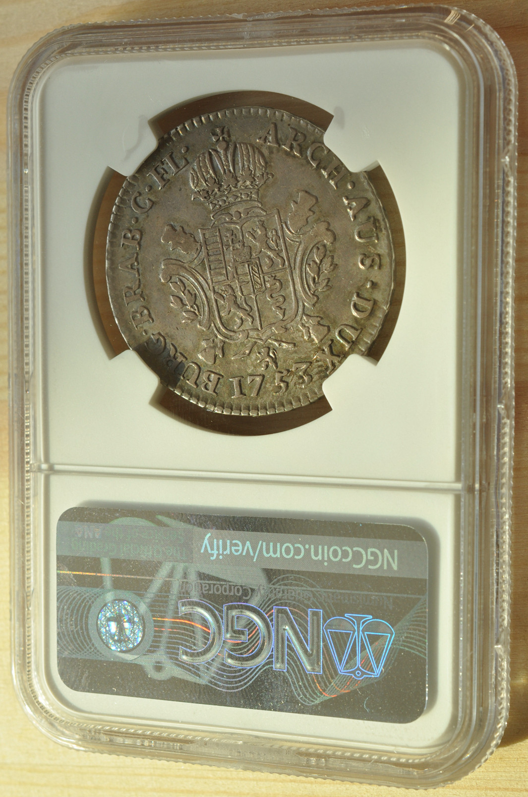 《竞宝斋》钱币微拍-第3场（0佣金包邮） NGC VF35 奥属尼德兰1753年 1/2杜卡特银币 低评 唯一冠军分