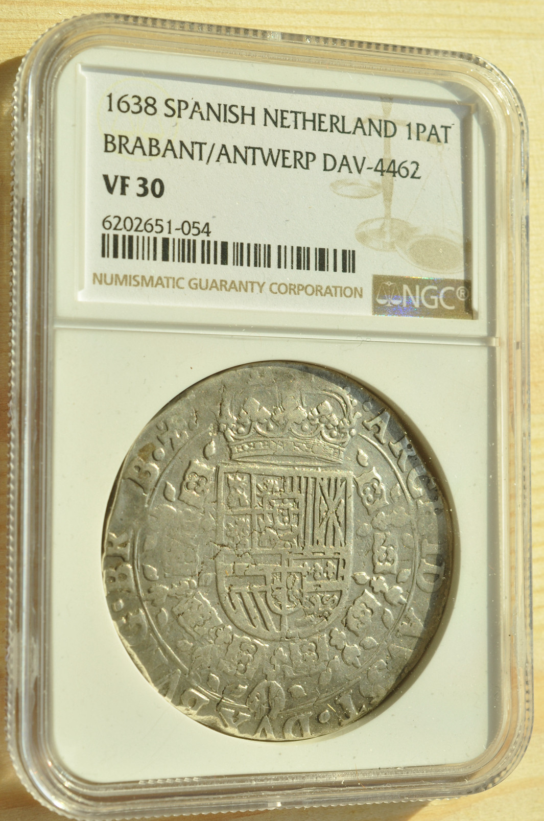 《竞宝斋》钱币微拍-第3场（0佣金包邮） NGC VF30 西属尼德兰1638年 1PAT 大银币 有分难得 亚军分