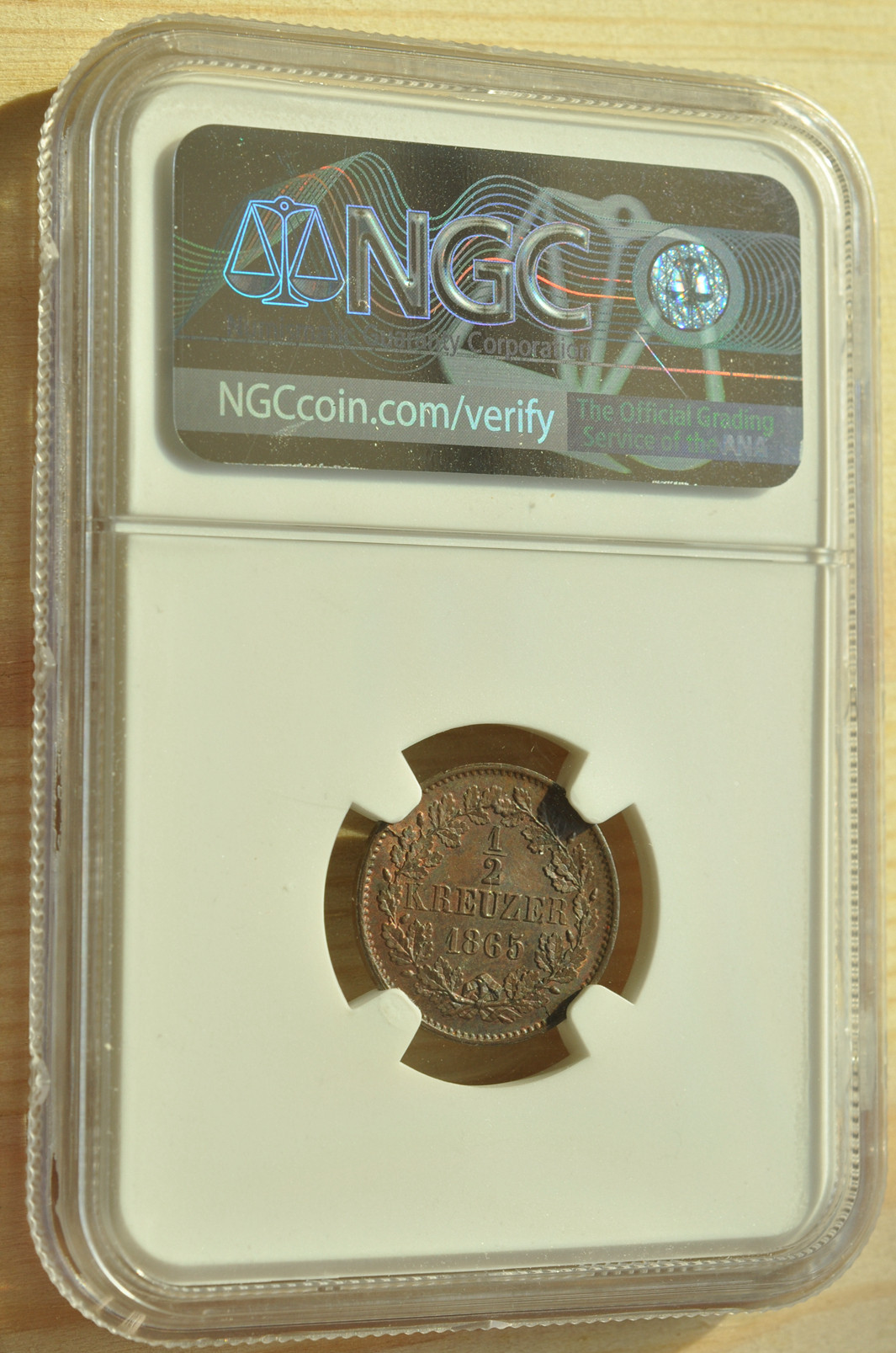 《竞宝斋》钱币微拍-第3场（0佣金包邮） NGC MS62 德国巴登1865年 1/2K铜币 唯一冠军