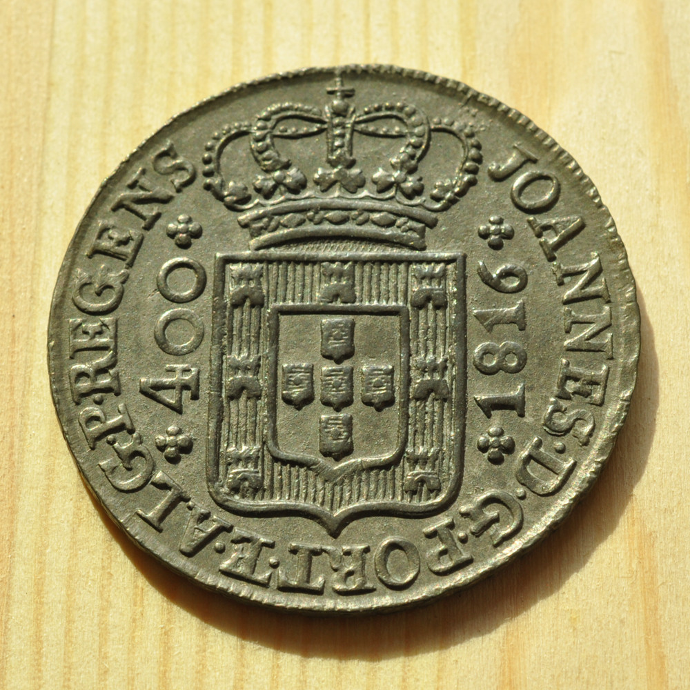 《竞宝斋》钱币微拍-第3场（0佣金包邮） 葡萄牙 1816年400里斯 银币   重量：   14.8g    直径：  35.5 mm