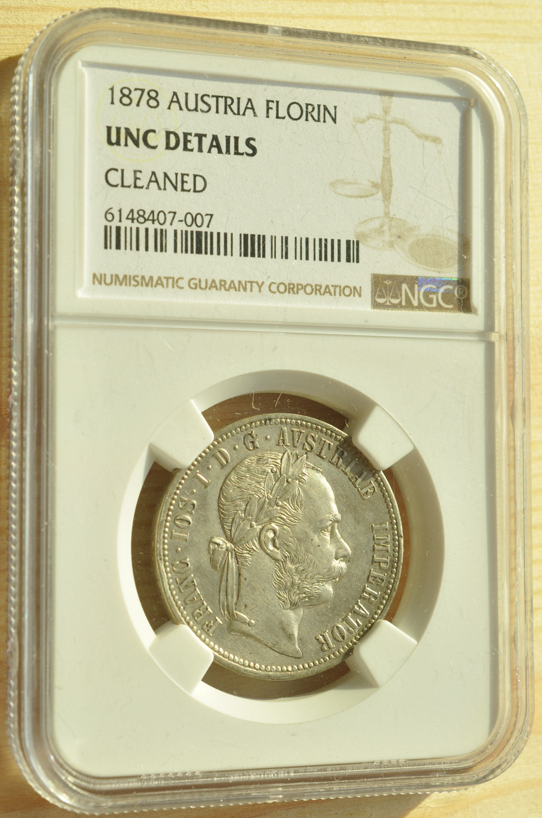 《竞宝斋》钱币微拍-第3场（0佣金包邮） 奥地利1878年 弗洛林银币 NGC 细节评级UNC 好品未给分