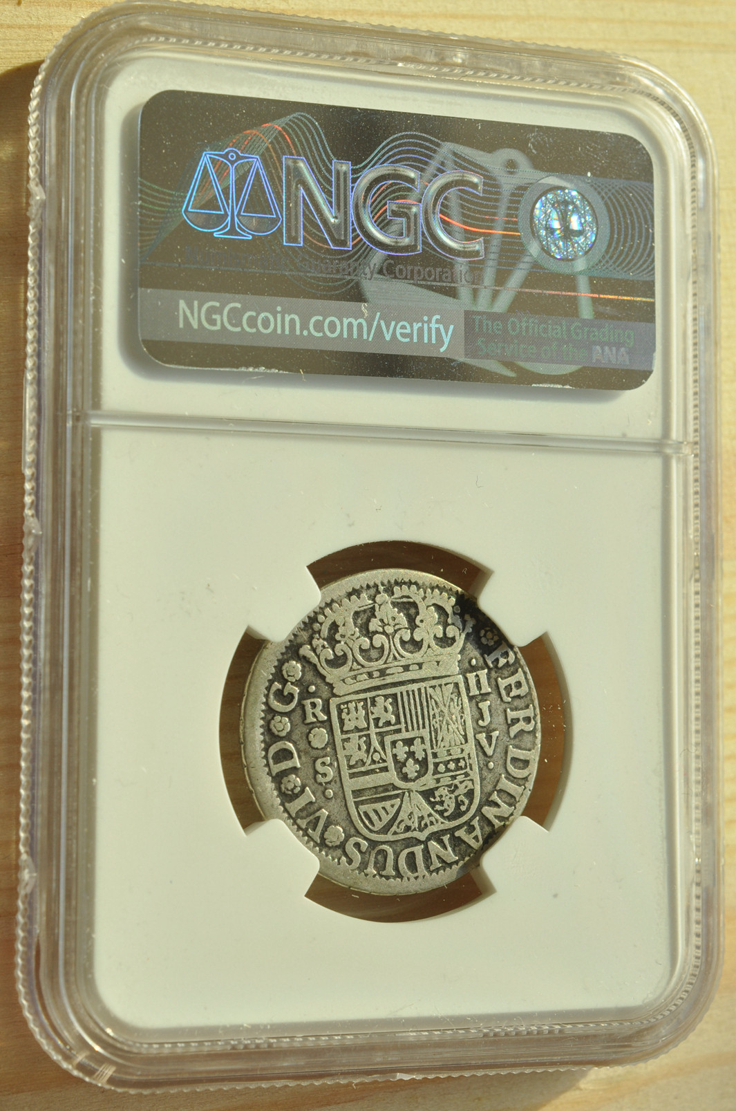 《竞宝斋》钱币微拍-第3场（0佣金包邮） NGC VG10 西班牙塞维利亚1758年2R 银币 有分难得