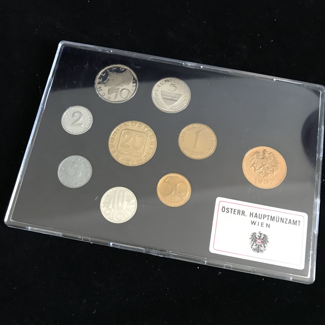 《竞宝斋》钱币微拍-第3场（0佣金包邮） 奥地利1987年精制9枚装套币