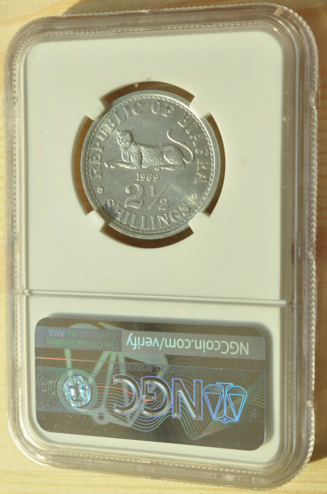 《竞宝斋》钱币微拍-第3场（0佣金包邮） NGC MS64 比亚法拉 1969年 2.5先令 铝币 稀少 