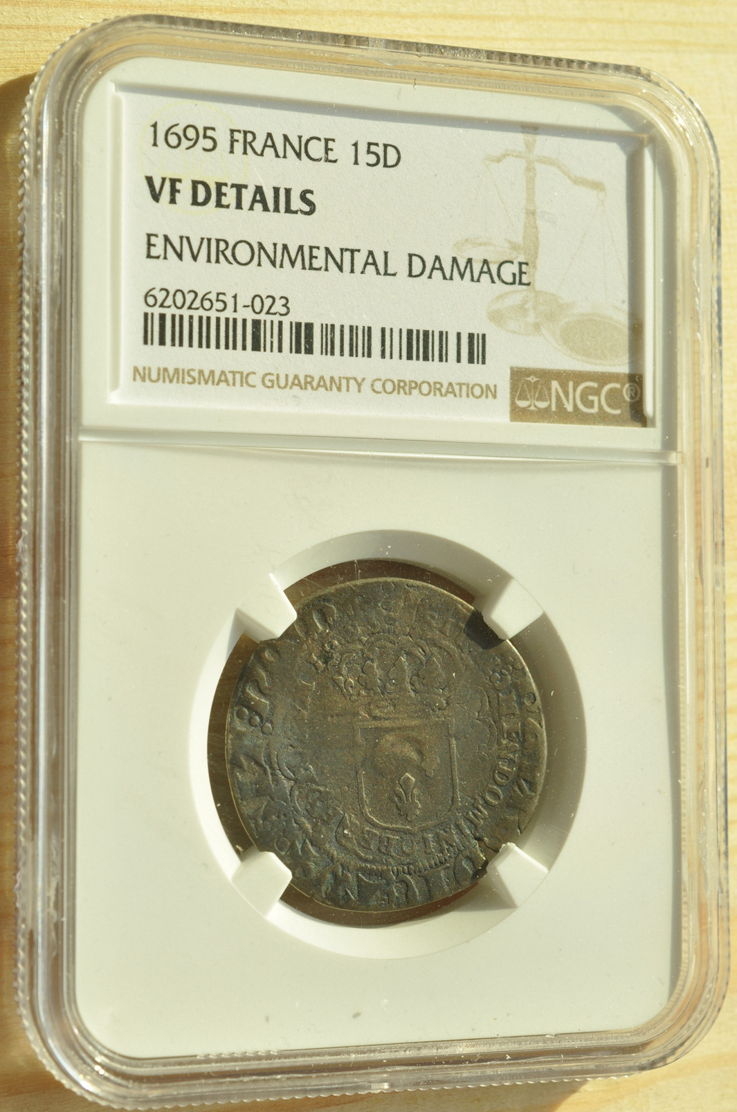 《竞宝斋》钱币微拍-第3场（0佣金包邮） NGC VF 法国1695年 路易十四 15D 银币