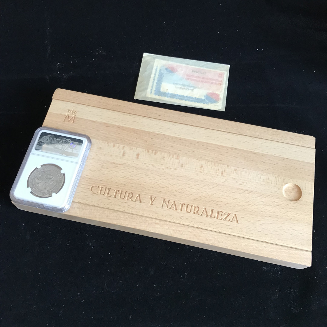 《竞宝斋》钱币微拍-第3场（0佣金包邮） 925银（币总重292克）原盒证书西班牙1996年大自然系列5枚银币套装（最大一枚168克）