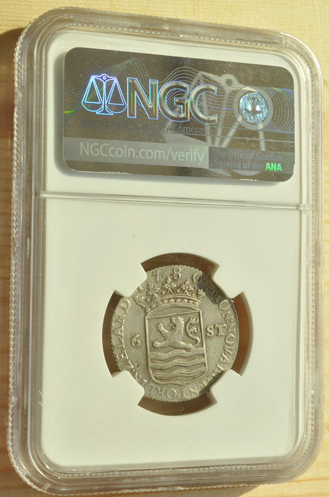 《竞宝斋》钱币微拍-第3场（0佣金包邮） NGC AU53 荷兰1780年 泽兰省 6S 帆船银币