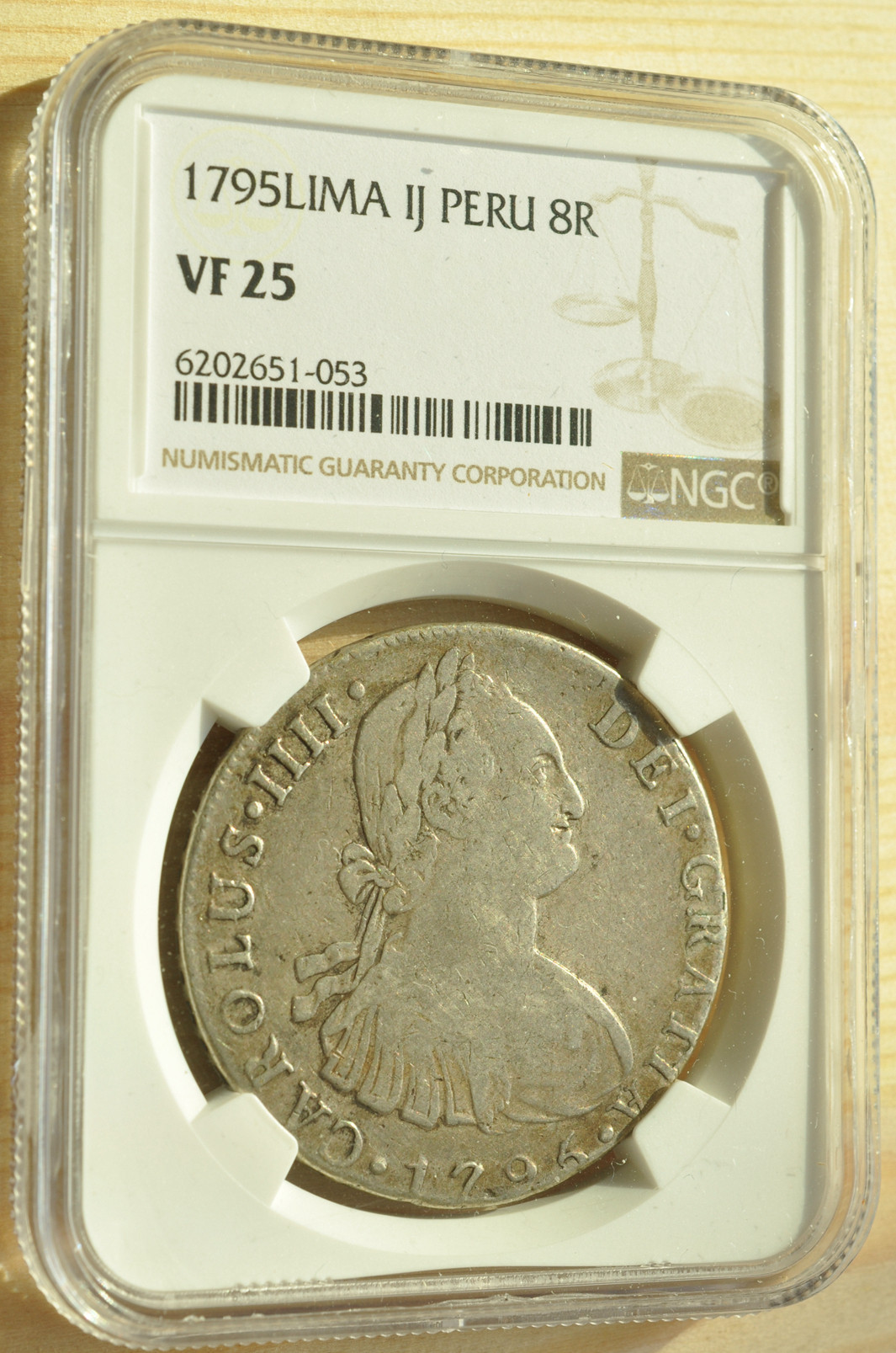 《竞宝斋》钱币微拍-第3场（0佣金包邮） NGC VF25 秘鲁利马 1795年 8R 卡四老双柱 原味大银币