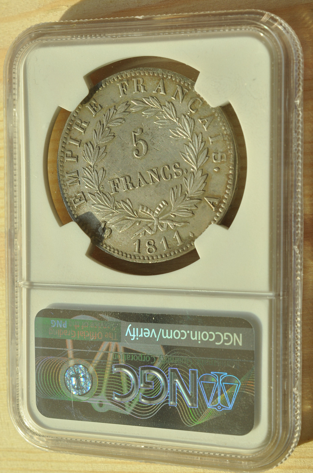 《竞宝斋》钱币微拍-第3场（0佣金包邮） NGC AU 法国1811年拿破仑一世5法郎 银币