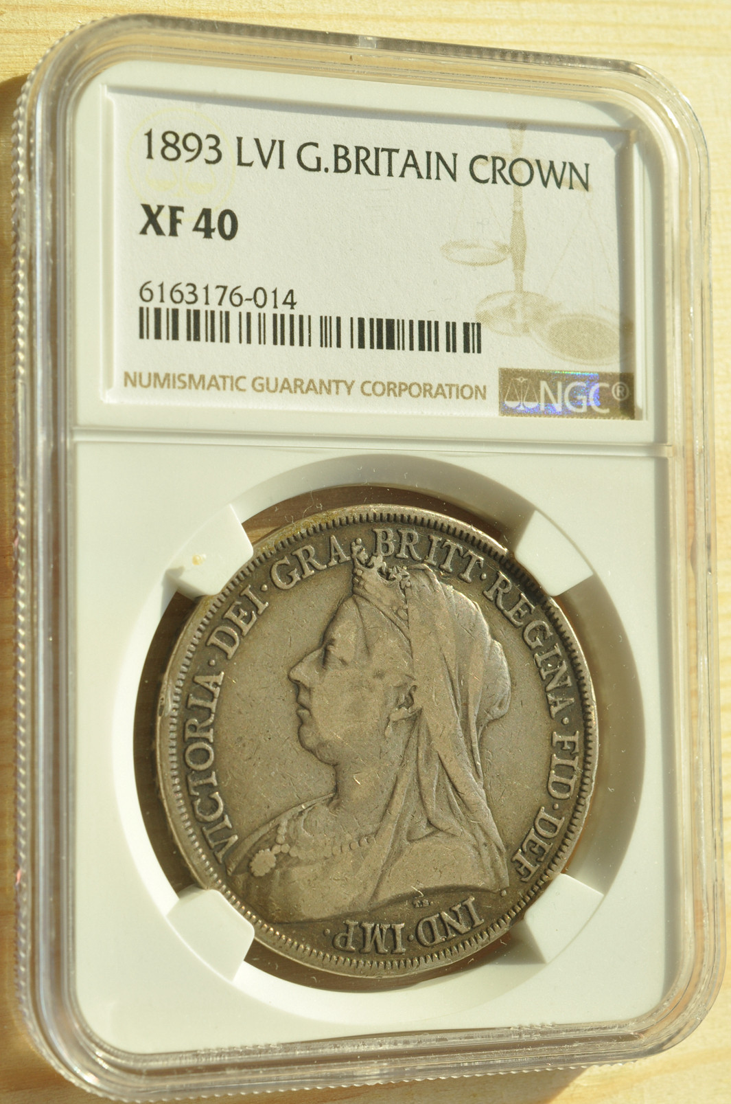 《竞宝斋》钱币微拍-第3场（0佣金包邮） NGC XF40  英国 1893年维多利亚女王 披纱马剑克朗大银币