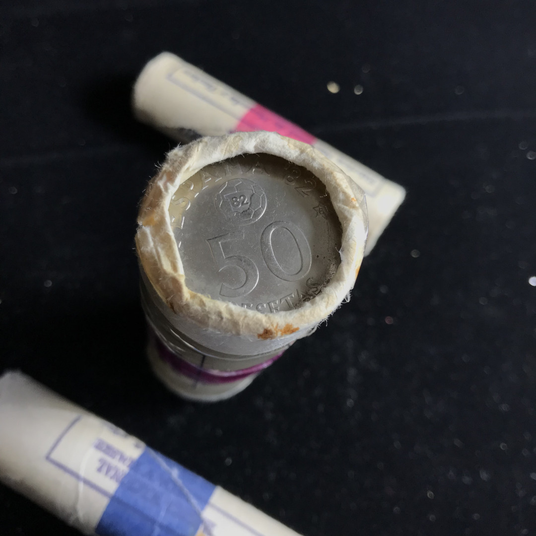 《竞宝斋》钱币微拍-第3场（0佣金包邮） 西班牙1/5/25比塞塔三卷 有修补卷纸