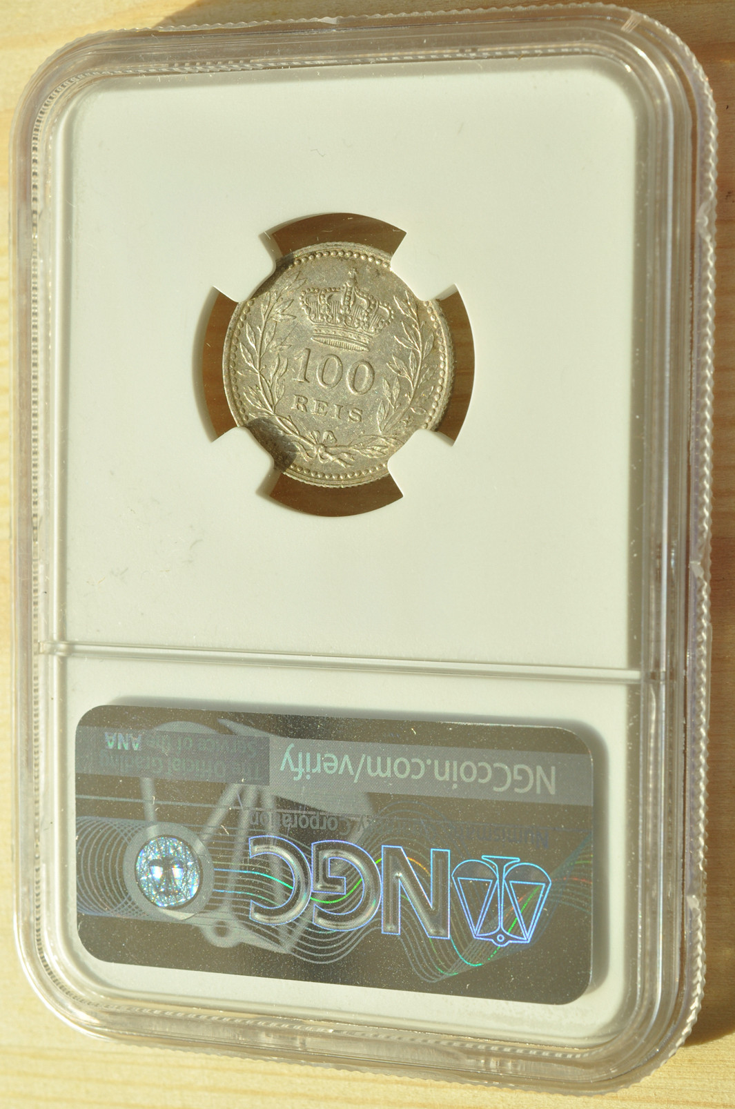 《竞宝斋》钱币微拍-第3场（0佣金包邮） NGC AU53 葡萄牙1910年 100R 银币