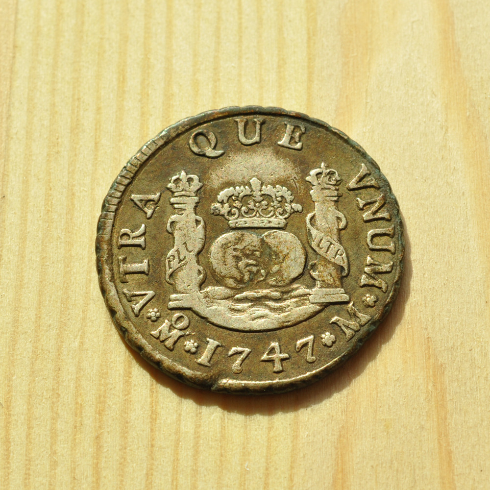 《竞宝斋》钱币微拍-第3场（0佣金包邮） 西属 墨西哥 1747年 2R 地球银币   重量：   5.9g    直径：  26.1 mm