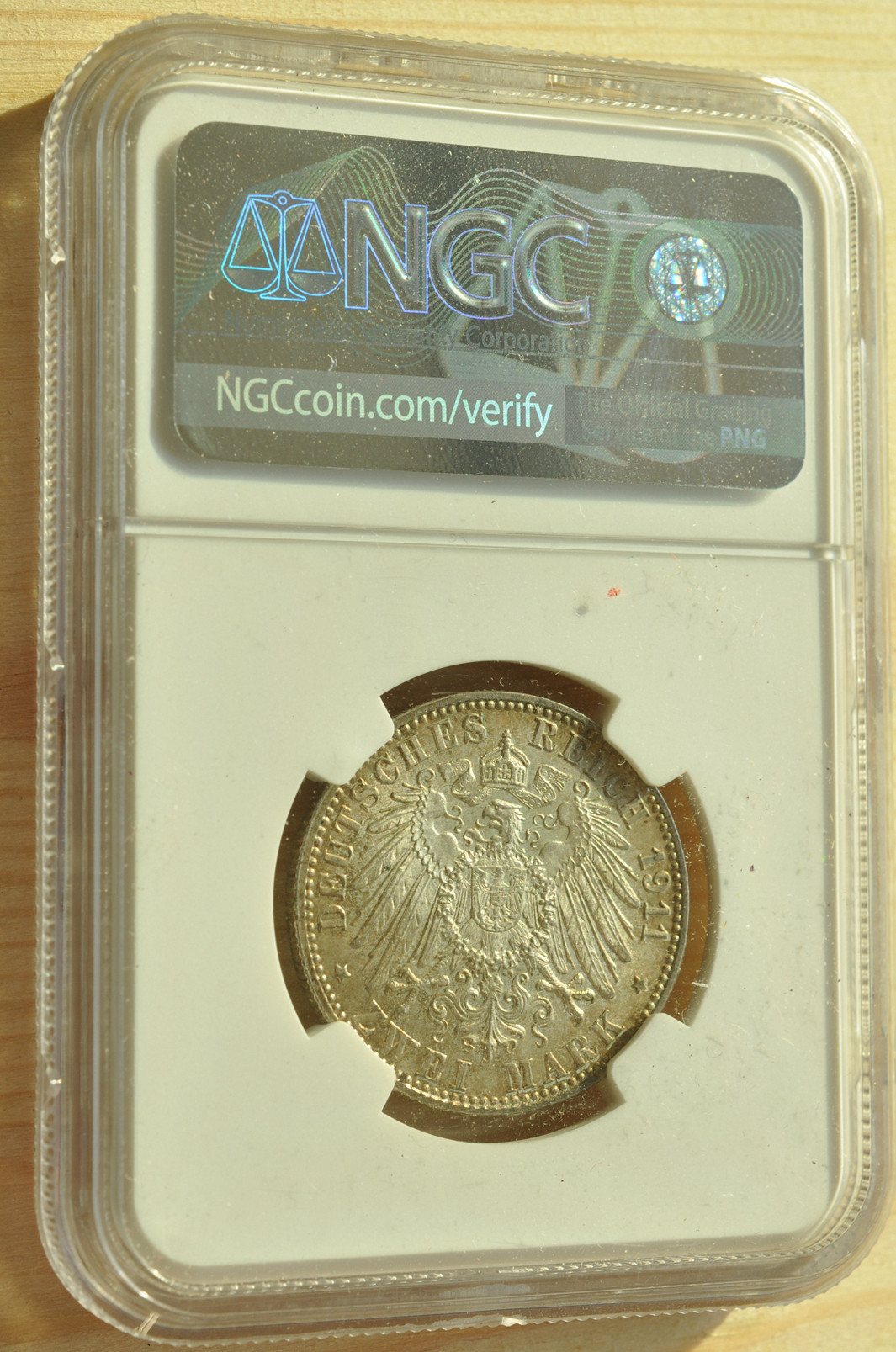 《竞宝斋》钱币微拍-第3场（0佣金包邮） （NGC-MS63 ）1911年德国巴伐利亚2马克  摄政王利奥波德90大寿几年银币