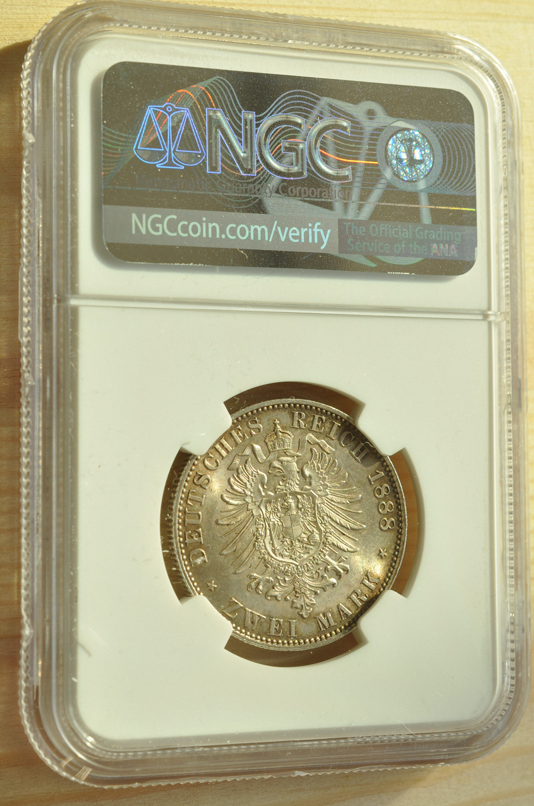 《竞宝斋》钱币微拍-第3场（0佣金包邮） NGC MS63 德国普鲁士三皇之年1888年 2马克银币