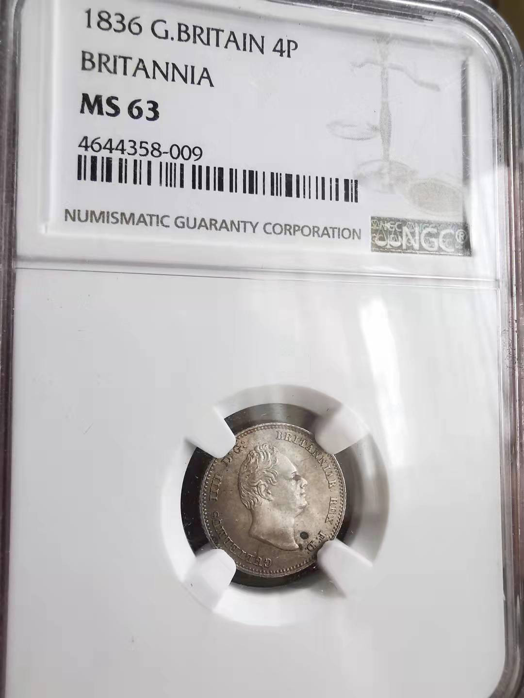 凡希社世界钱币微拍第一百六十九期 1836威廉四世4便士流通币NGC-MS63灰彩