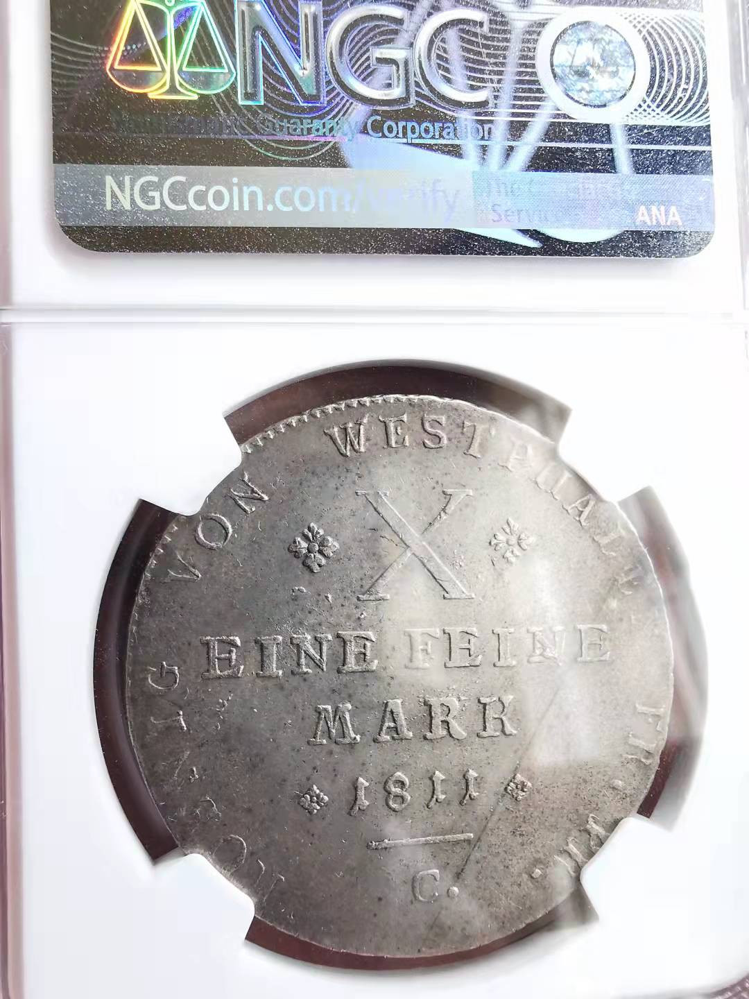 凡希社世界钱币微拍第一百六十九期 1811C威斯特伐利亚热罗姆拿破仑泰勒大银NGC-AU53大头像版！