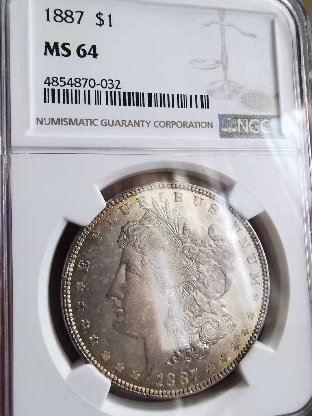 凡希社世界钱币微拍第一百六十九期 1887美国摩根壹圆NGC-MS64淡五彩！