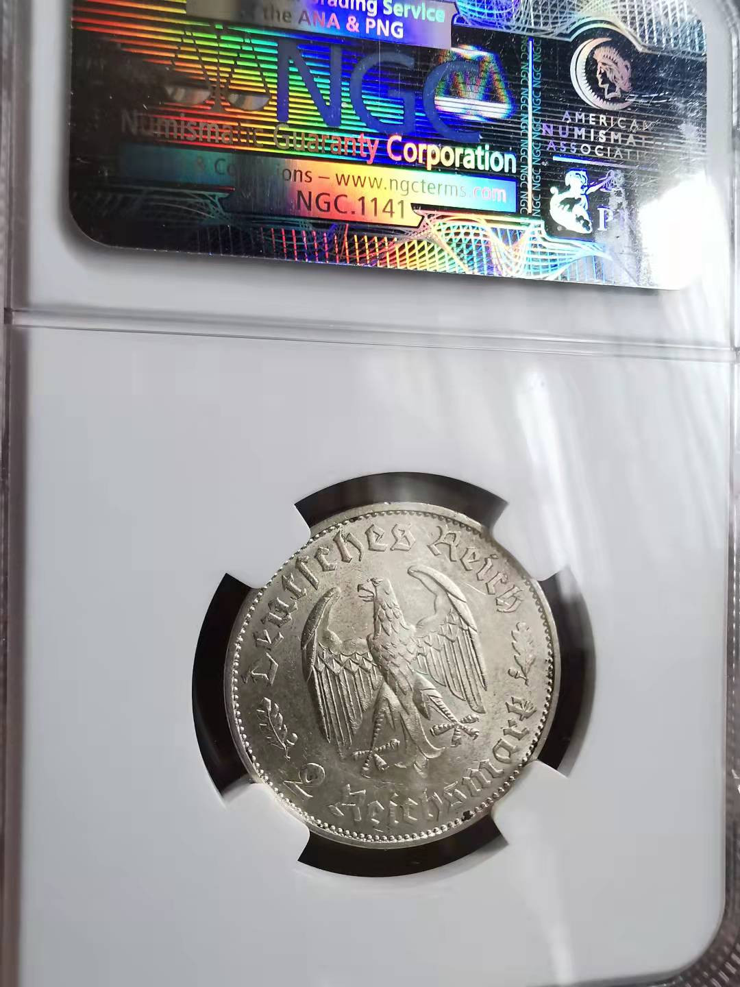 凡希社世界钱币微拍第一百六十九期 1934F第三帝国席勒2马克NGC-MS61