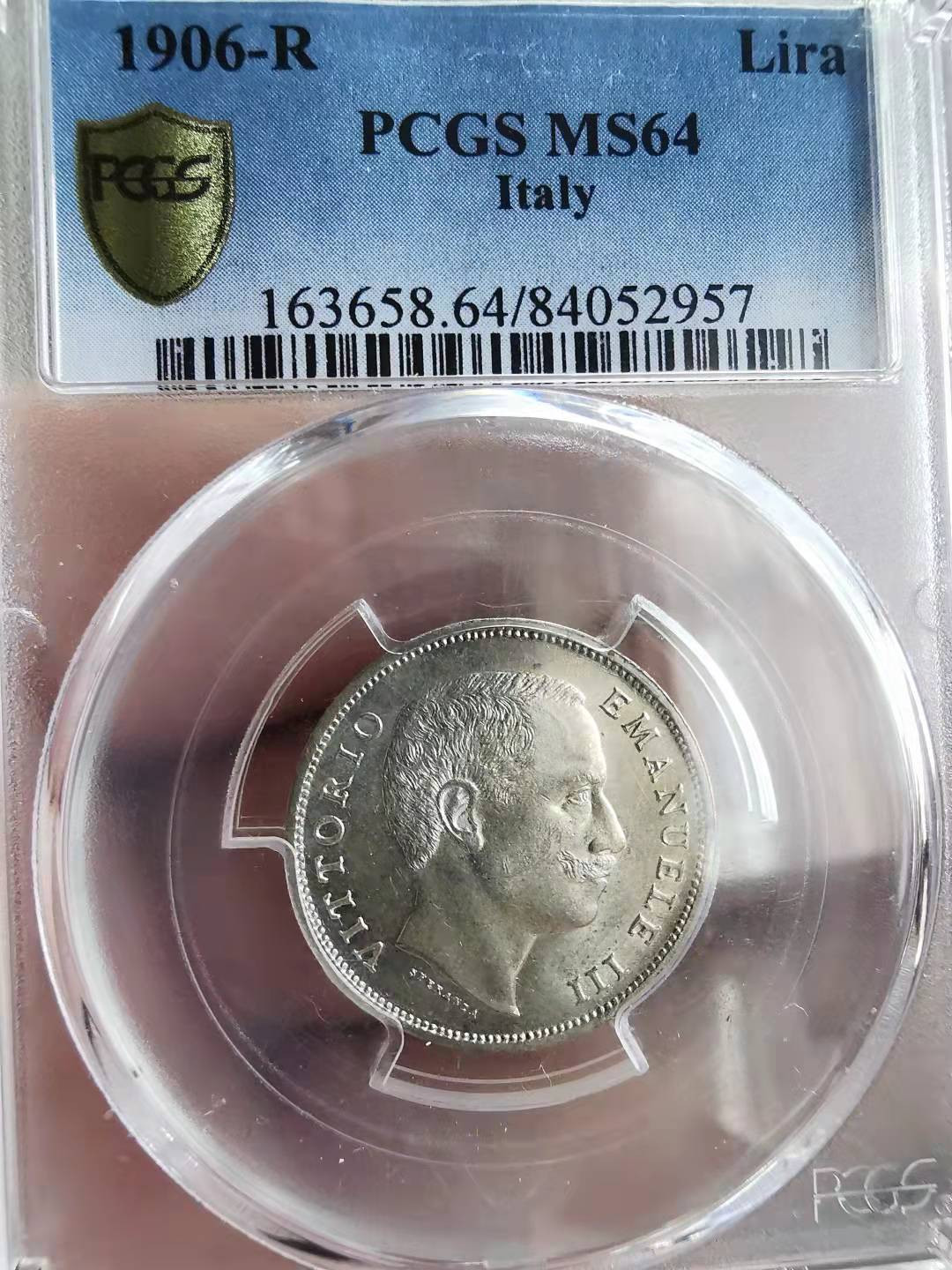 凡希社世界钱币微拍第一百六十九期 1906R意大利鹰版里拉PCGS-MS64