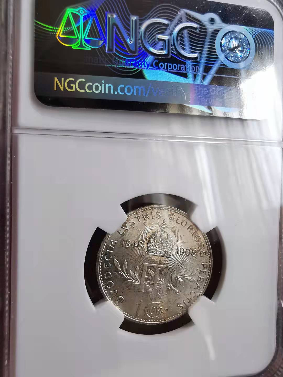 凡希社世界钱币微拍第一百六十九期 1908奥地利加冕纪念科罗纳NGC-MS63