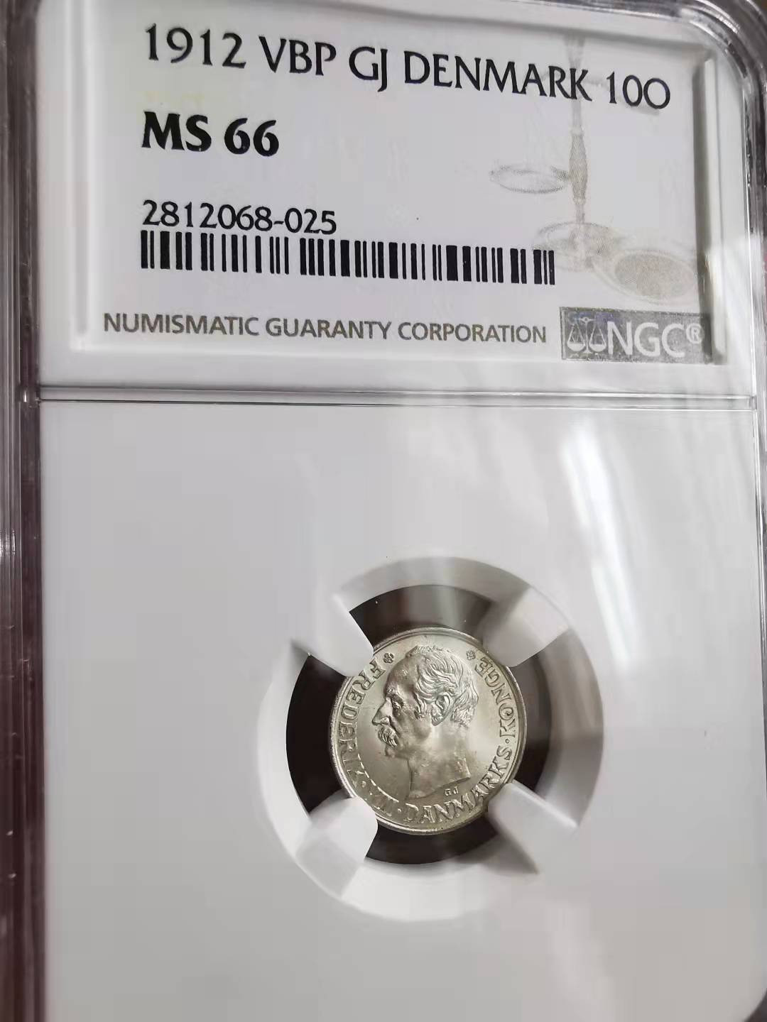 凡希社世界钱币微拍第一百六十九期 1912VBP丹麦10欧尔银辅币NGC-MS66高分！